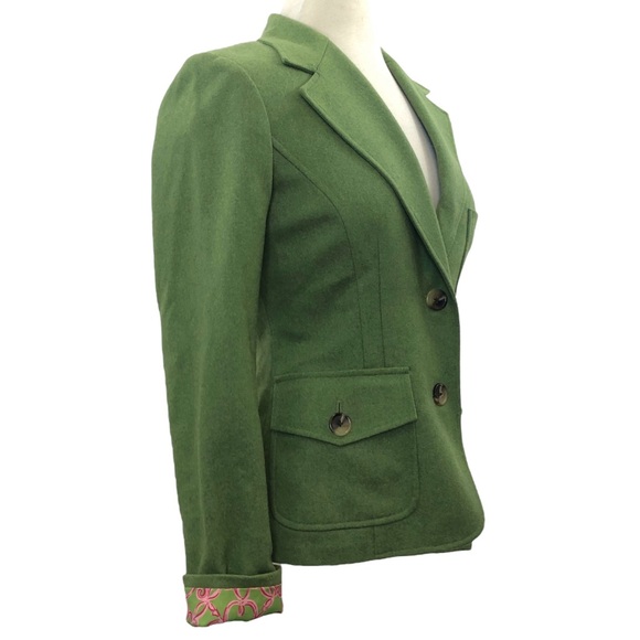 Vintage Lilly Pulitzer Wool Blend Blazer Jacket Green Size 4 - Picture 2 of 13